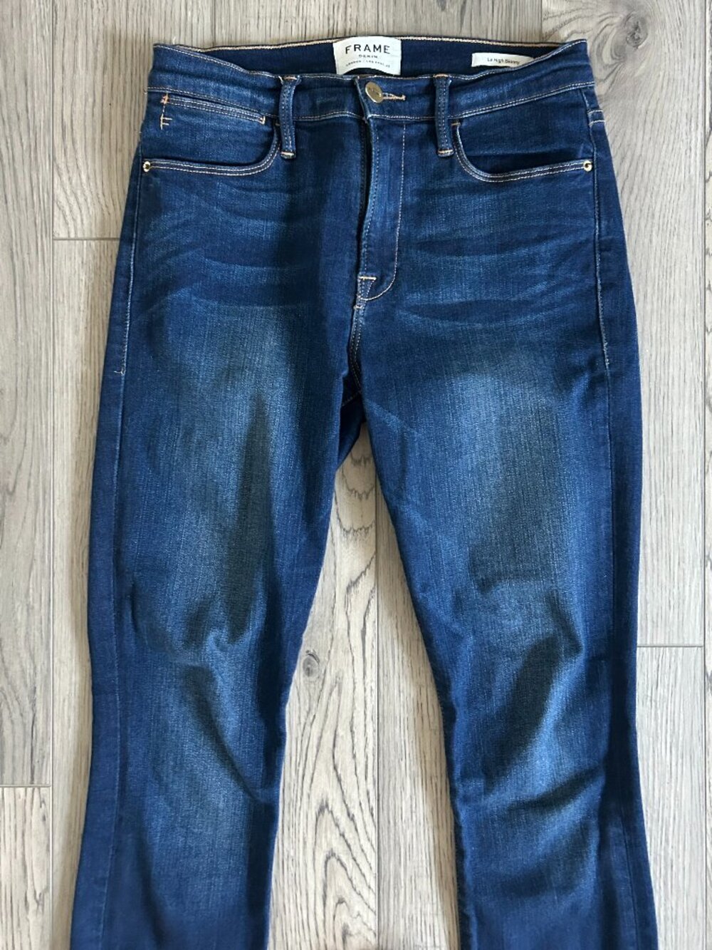 FRAME Le High Skinny Jeans Womens 27 Dark Wash Stretch Denim Made USA 28 Inseam - Picture 3 of 15